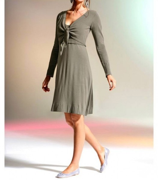 Strick-Jersey-Kleid, khaki von Rick Cardona